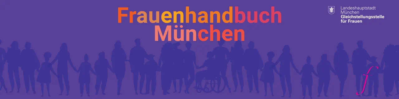 Hier sehen Sie einen Banner mit dem Logo von Frauenhandbuch München