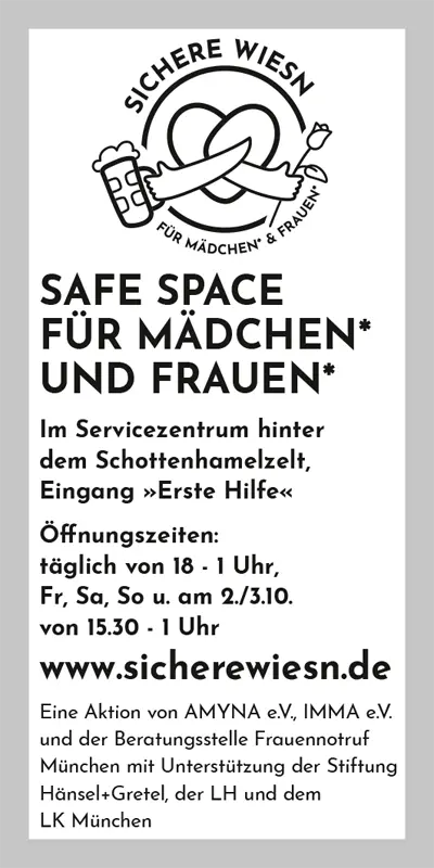 Anzeige Aktion Sichere Wiesn für Mädchen und Frauen