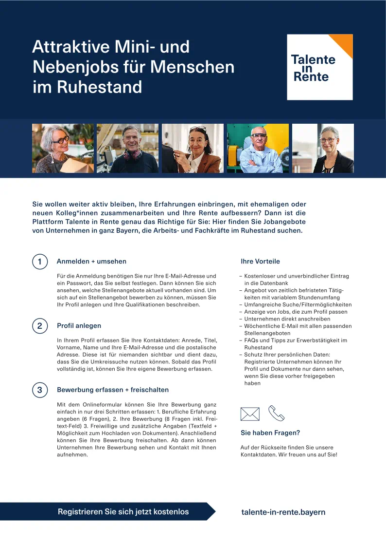 Talente in Rente - Infoblatt für Rentner